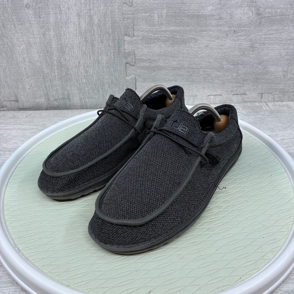 Hey Dude Wally Sox Micro Total Black Shoes Mens 11 Black Mesh Loafers 150204942